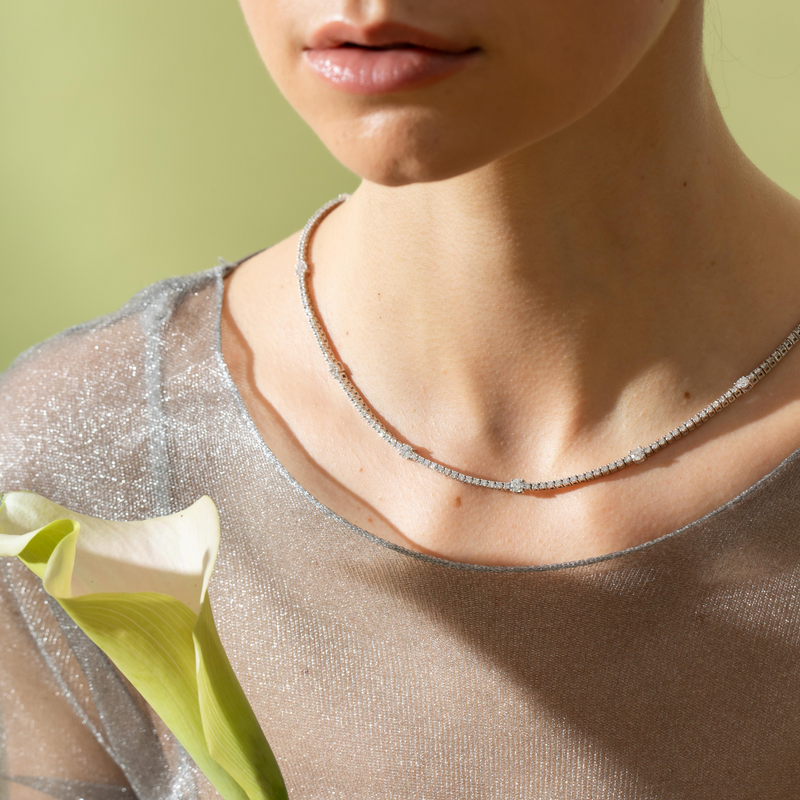 Square-cut tanzanite Swarovski crystal necklace – Kentshire